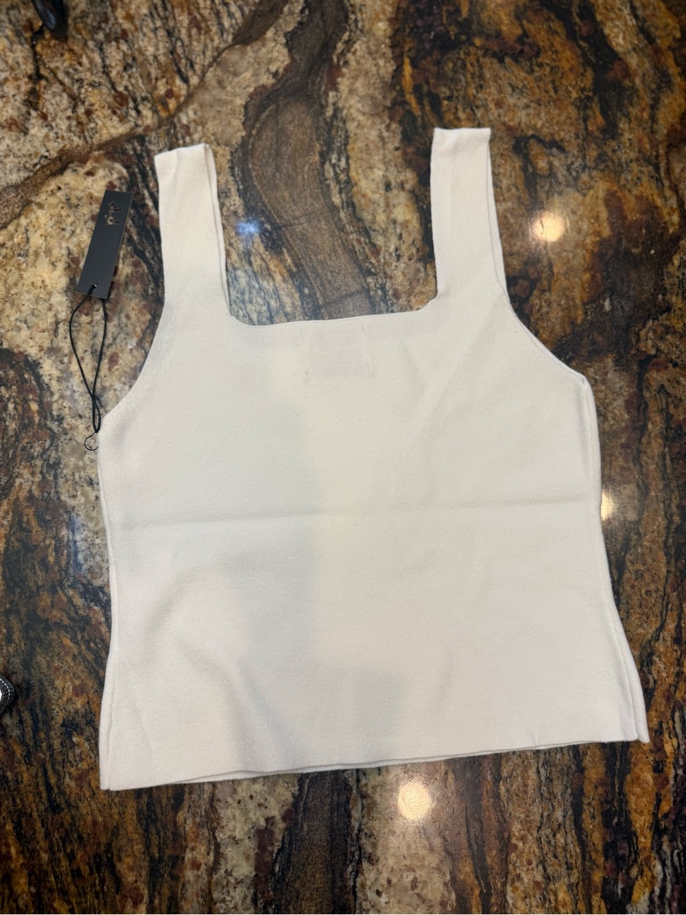 White Square-Neck Rib Crop Top - Picture 4 of 4